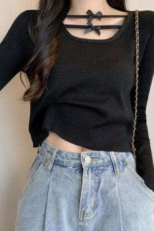 Cute Everyday Outfits, Outfit Inspo Casual Coquette Aesthetic Long Sleeve Top