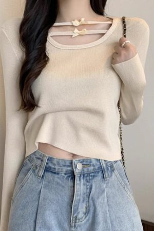 Cute Everyday Outfits, Outfit Inspo Casual Coquette Aesthetic Long Sleeve Top