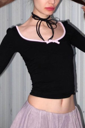 Cute Everyday Outfits, Outfit Inspo Casual Coquette Aesthetic Long Sleeve Top