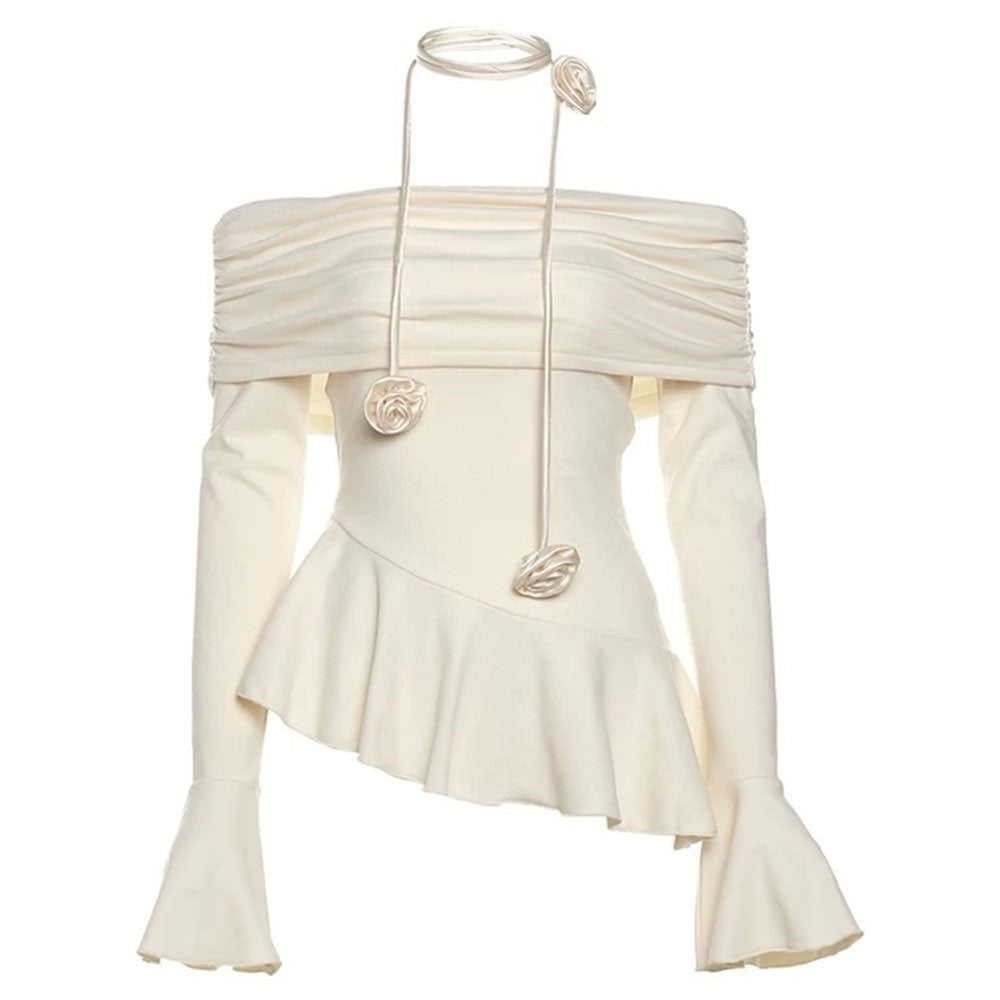 Cute Everyday Outfits, Outfit Inspo Casual Coquette Bardot Top with Rose Choker