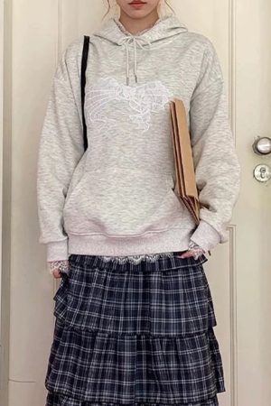 Cute Everyday Outfits, Outfit Inspo Casual Coquette Bow Lace Hoodie