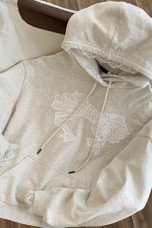 Cute Everyday Outfits, Outfit Inspo Casual Coquette Bow Lace Hoodie