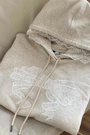 Cute Everyday Outfits, Outfit Inspo Casual Coquette Bow Lace Hoodie