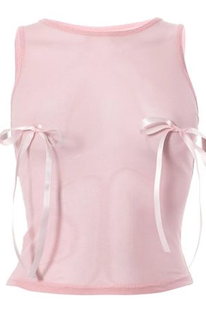 Cute Everyday Outfits, Outfit Inspo Casual Coquette Bow Mesh Crop Top