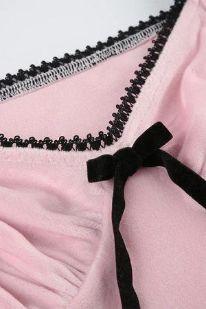 Cute Everyday Outfits, Outfit Inspo Casual Coquette Bow Velvet Crop Top