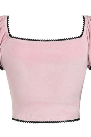 Cute Everyday Outfits, Outfit Inspo Casual Coquette Bow Velvet Crop Top