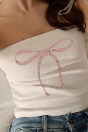 Cute Everyday Outfits, Outfit Inspo Casual Coquette Bow Y2K Tube Top