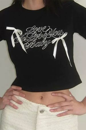 Cute Everyday Outfits, Outfit Inspo Casual Coquette Bows Crop Top