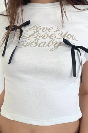 Cute Everyday Outfits, Outfit Inspo Casual Coquette Bows Crop Top