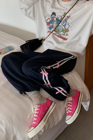 Cute Everyday Outfits, Outfit Inspo Casual Coquette Bows Side Stripe Pants