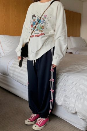 Cute Everyday Outfits, Outfit Inspo Casual Coquette Bows Side Stripe Pants