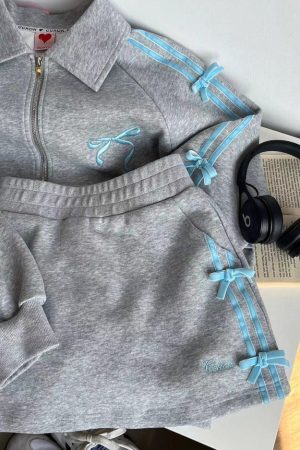 Cute Everyday Outfits, Outfit Inspo Casual Coquette Bows Side-Stripe Track Jacket