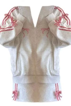 Cute Everyday Outfits, Outfit Inspo Casual Coquette Bows Side-Stripe Track Suit