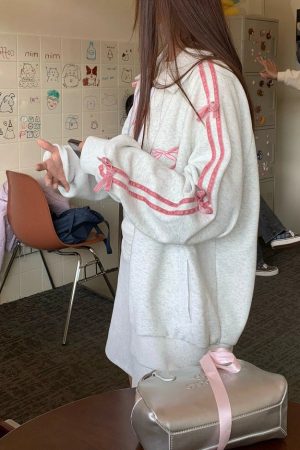 Cute Everyday Outfits, Outfit Inspo Casual Coquette Bows Side-Stripe Track Suit