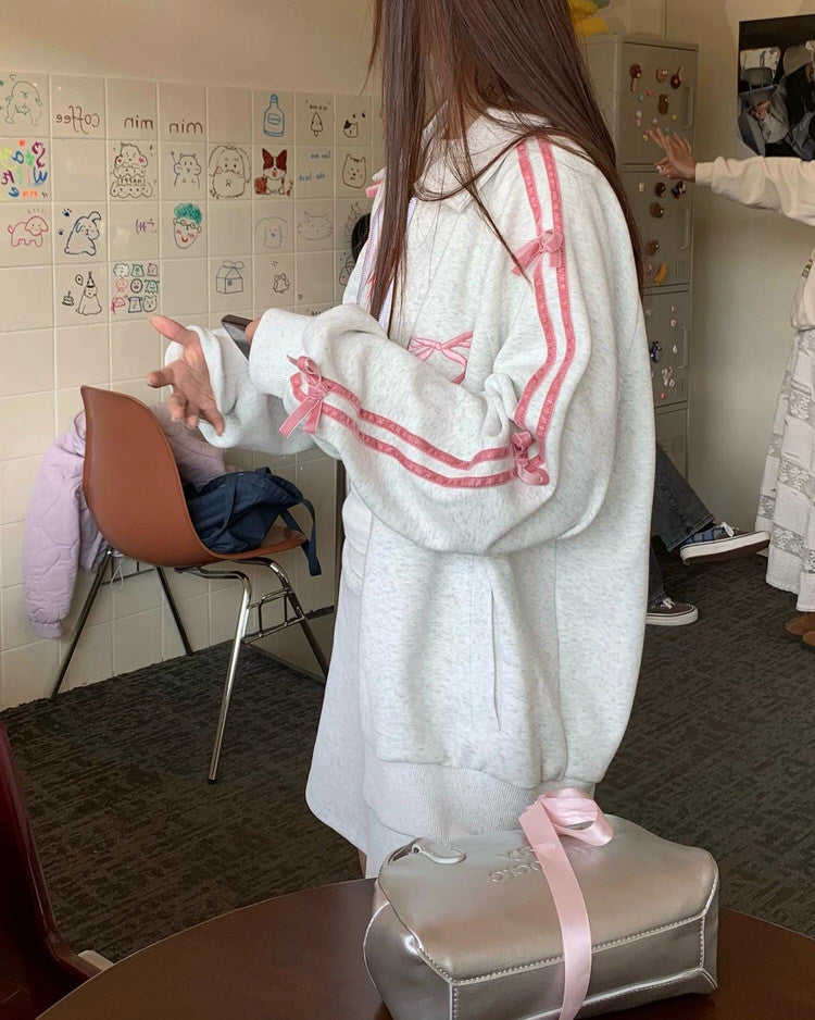 Cute Everyday Outfits, Outfit Inspo Casual Coquette Bows Side-Stripe Track Suit Cute Everyday Outfits, Outfit Inspo Casual Coquette Bows Side-Stripe Track Suit