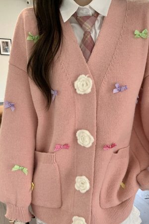 Cute Everyday Outfits, Outfit Inspo Casual Coquette Girl Bow Cardigan