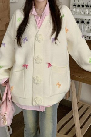 Cute Everyday Outfits, Outfit Inspo Casual Coquette Girl Bow Cardigan