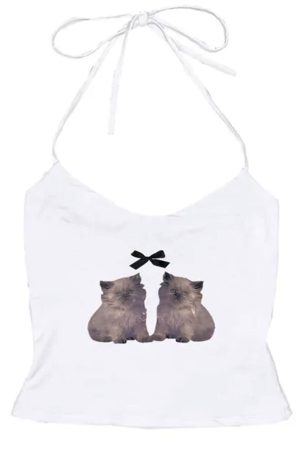 Cute Everyday Outfits, Outfit Inspo Casual Coquette Kitten Y2K Halter Top