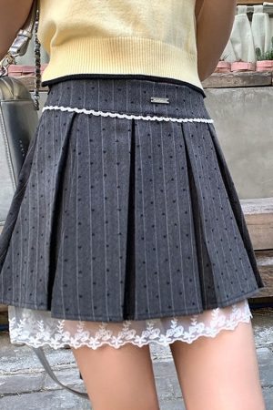 Cute Everyday Outfits, Outfit Inspo Casual Coquette Lace Bow Pleated Skirt