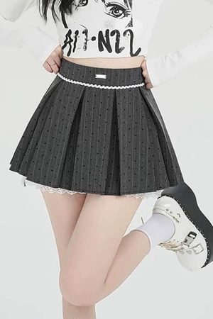 Cute Everyday Outfits, Outfit Inspo Casual Coquette Lace Bow Pleated Skirt
