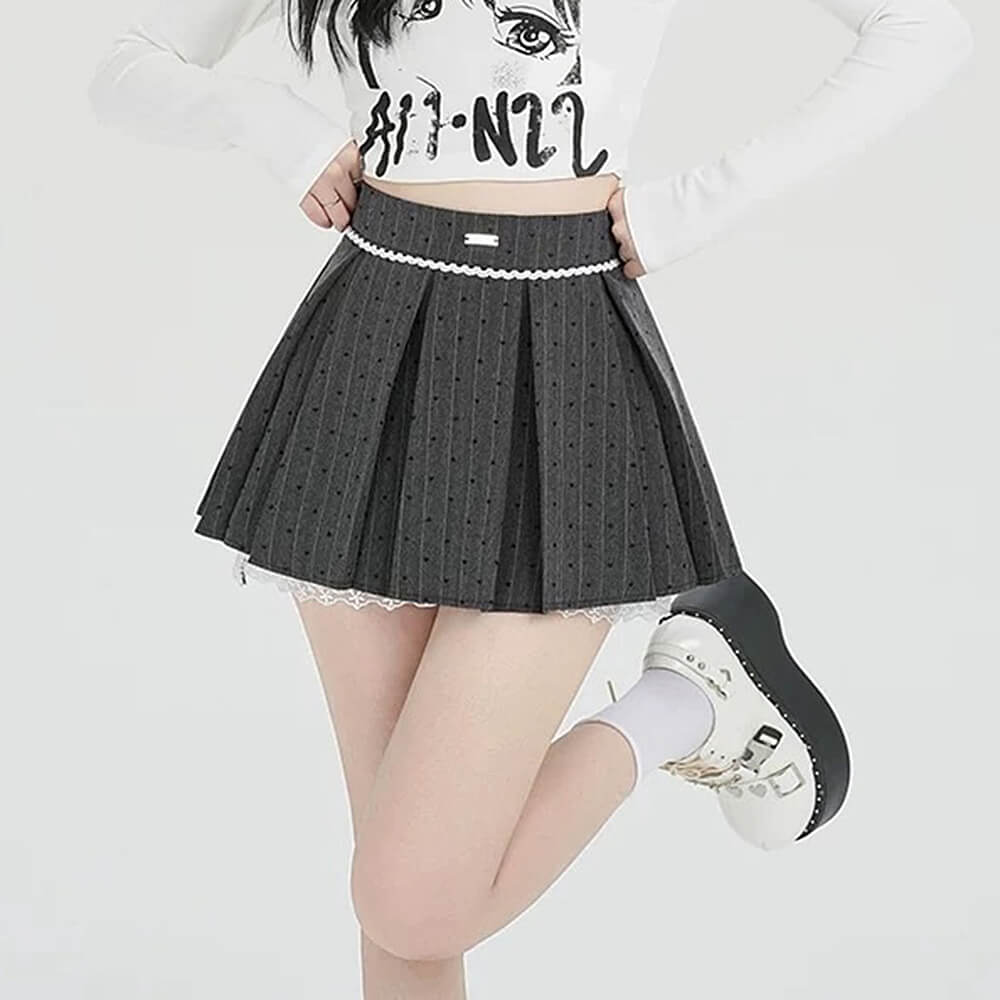 Cute Everyday Outfits, Outfit Inspo Casual Coquette Lace Bow Pleated Skirt Cute Everyday Outfits, Outfit Inspo Casual Coquette Lace Bow Pleated Skirt