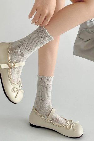 Cute Everyday Outfits, Outfit Inspo Casual Coquette Lace Trim Mary Jane Flats