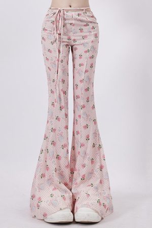 Cute Everyday Outfits, Outfit Inspo Casual Coquette Roses & Bows Flared Pants