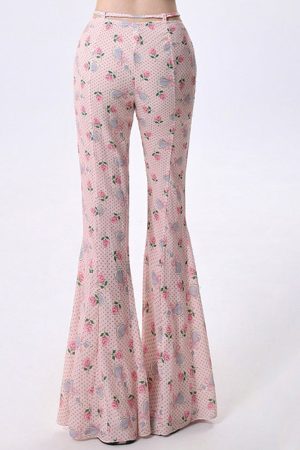 Cute Everyday Outfits, Outfit Inspo Casual Coquette Roses & Bows Flared Pants