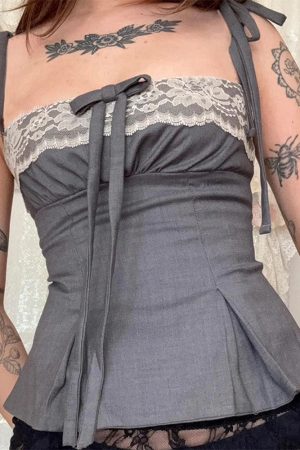 Cute Everyday Outfits, Outfit Inspo Casual Coquette Ruched Bow Tie Top