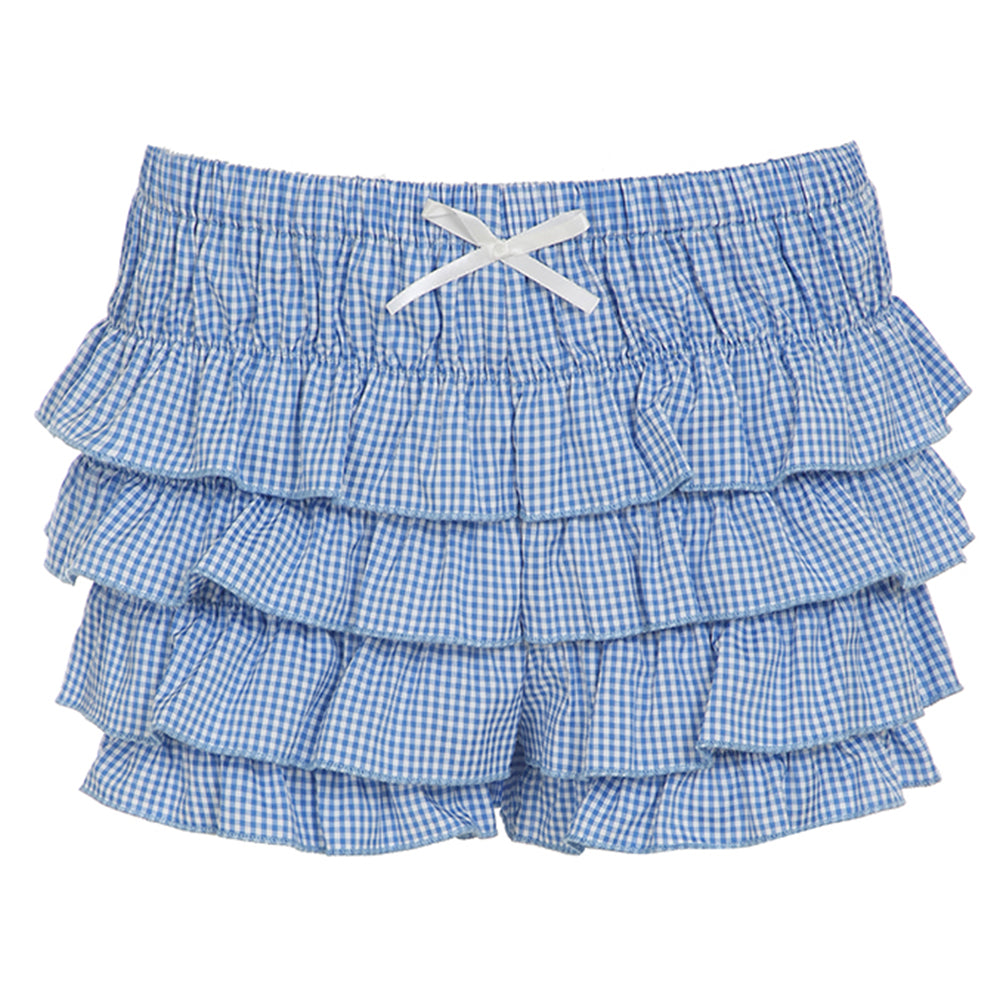 Cute Everyday Outfits, Outfit Inspo Casual Coquette Ruffle Layered Gingham Shorts