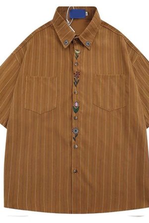 Cute Everyday Outfits, Outfit Inspo Casual Cottage Floral Embroidery Striped Shirt