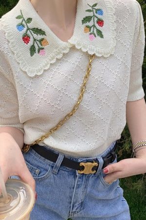 Cute Everyday Outfits, Outfit Inspo Casual Cottagecore Collar Top
