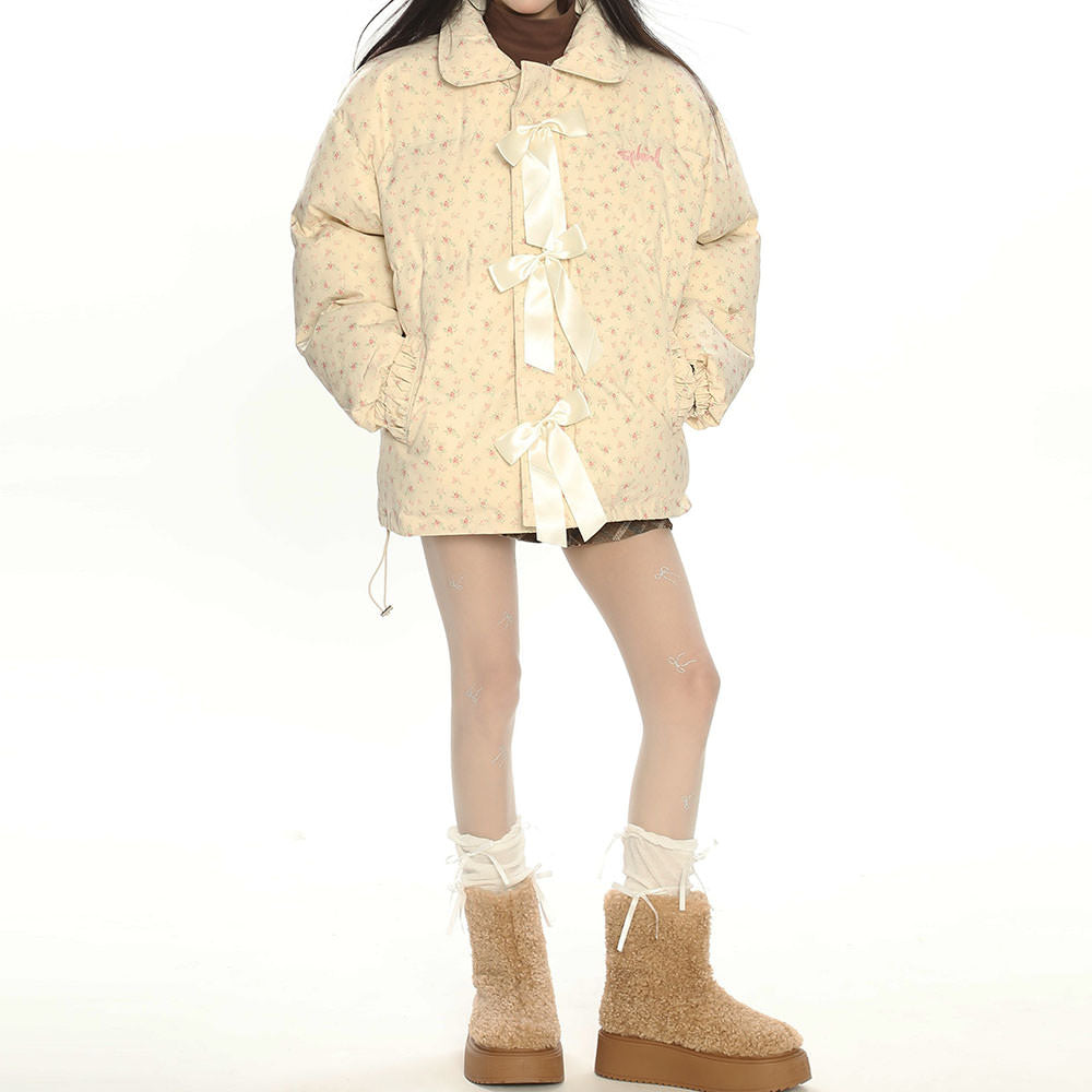 Cute Everyday Outfits, Outfit Inspo Casual Cottagecore Cream Floral Padded Jacket Cute Everyday Outfits, Outfit Inspo Casual Cottagecore Cream Floral Padded Jacket