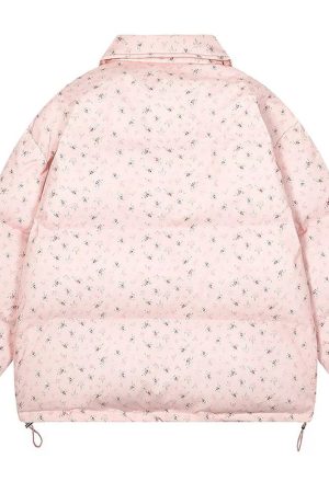 Cute Everyday Outfits, Outfit Inspo Casual Cottagecore Cream Floral Padded Jacket