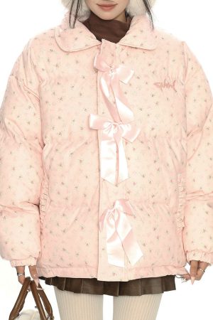 Cute Everyday Outfits, Outfit Inspo Casual Cottagecore Cream Floral Padded Jacket
