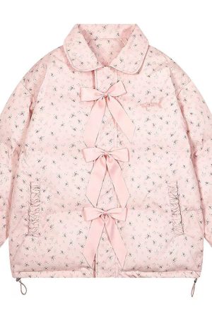 Cute Everyday Outfits, Outfit Inspo Casual Cottagecore Cream Floral Padded Jacket