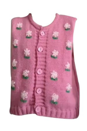 Cute Everyday Outfits, Outfit Inspo Casual Cottagecore Floral Embroidered Knit Vest
