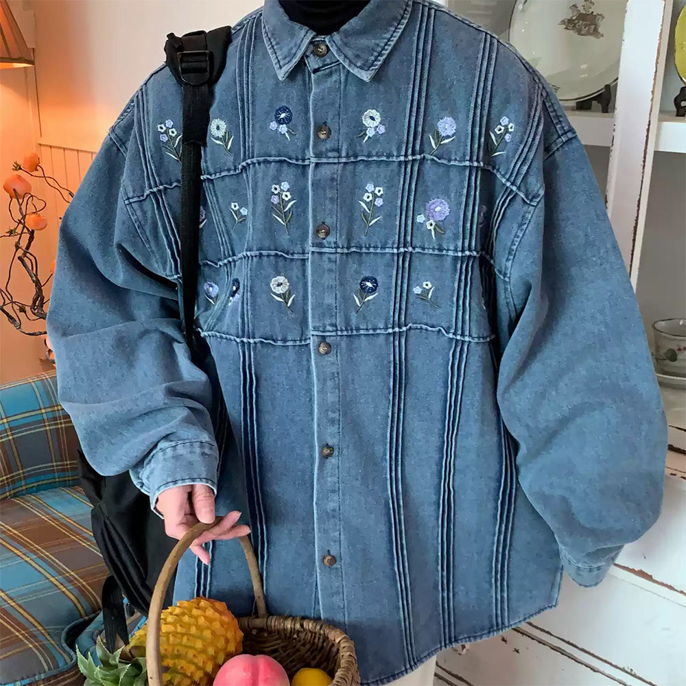 Cute Everyday Outfits, Outfit Inspo Casual Cottagecore Floral Embroidery Denim Jacket Cute Everyday Outfits, Outfit Inspo Casual Cottagecore Floral Embroidery Denim Jacket