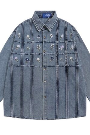 Cute Everyday Outfits, Outfit Inspo Casual Cottagecore Floral Embroidery Denim Jacket