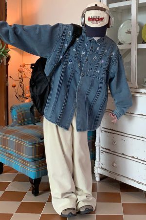 Cute Everyday Outfits, Outfit Inspo Casual Cottagecore Floral Embroidery Denim Jacket