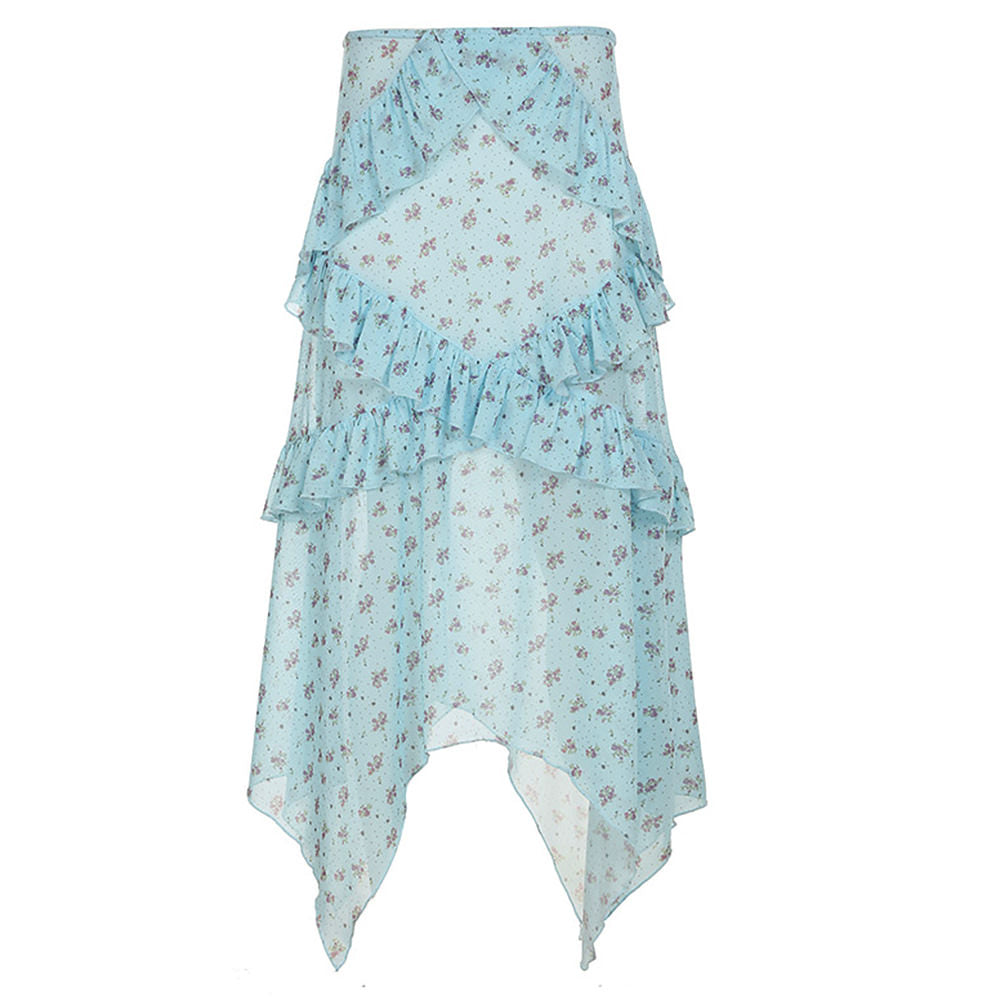 Cute Everyday Outfits, Outfit Inspo Casual Cottagecore Floral Ruffle Maxi Skirt