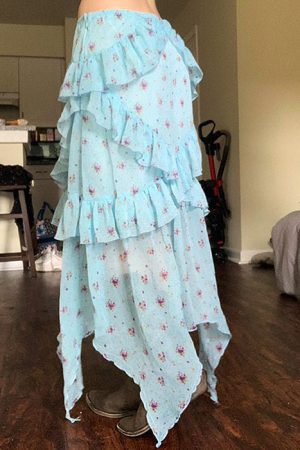 Cute Everyday Outfits, Outfit Inspo Casual Cottagecore Floral Ruffle Maxi Skirt