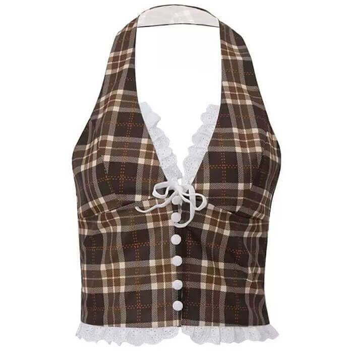Cute Everyday Outfits, Outfit Inspo Casual Cottagecore Plaid Halter Top