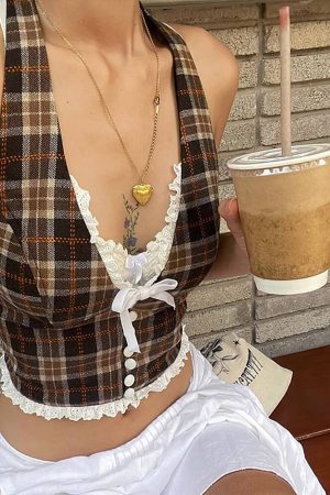 Cute Everyday Outfits, Outfit Inspo Casual Cottagecore Plaid Halter Top