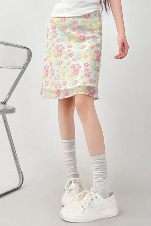 Cute Everyday Outfits, Outfit Inspo Casual Cottagecore Sheer Floral Print Skirt