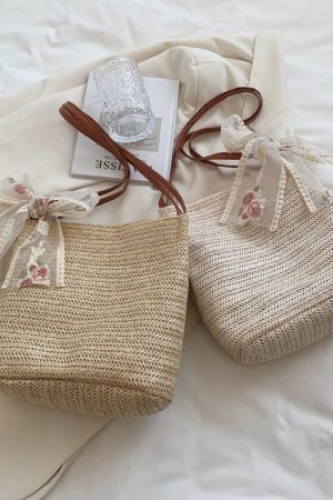 Cute Everyday Outfits, Outfit Inspo Casual Cottagecore Straw Bag