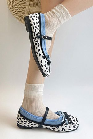 Cute Everyday Outfits, Outfit Inspo Casual Cow Print Mary Jane Ballet Flats
