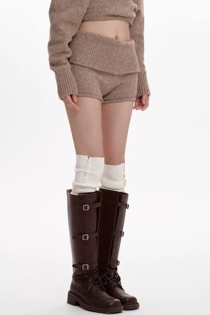 Cute Everyday Outfits, Outfit Inspo Casual Cozy Days Knitted Mini Shorts