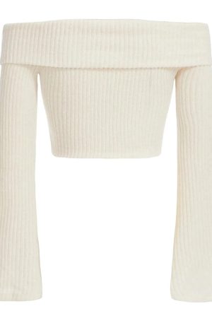 Cute Everyday Outfits, Outfit Inspo Casual Cozy Days Off Shoulder Knit Top