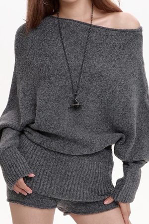 Cute Everyday Outfits, Outfit Inspo Casual Cozy Days Off-Shoulder Loose Sweater
